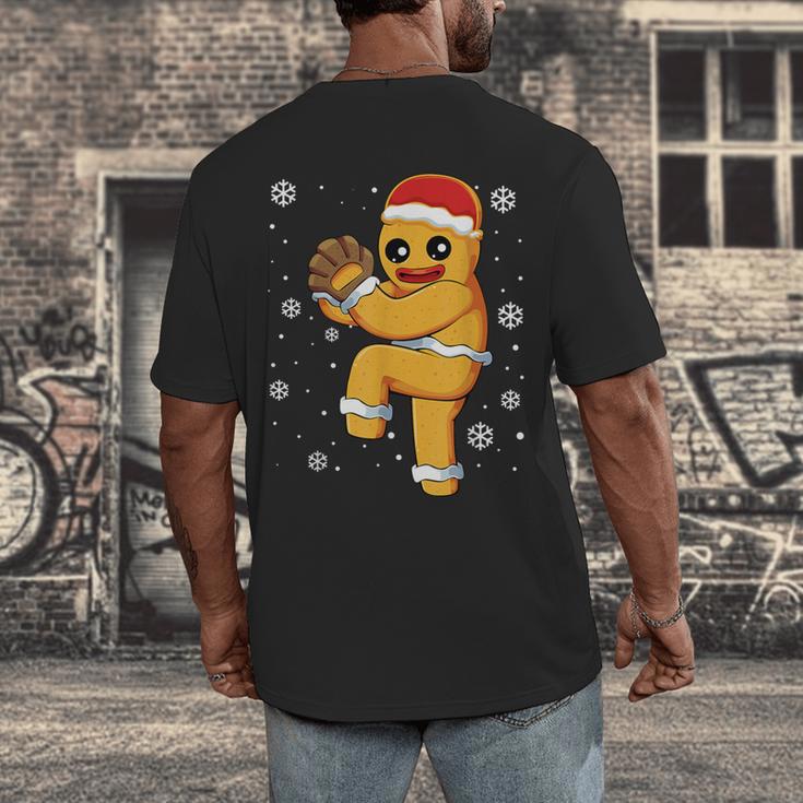 Gingerbread Man Baseball Christmas Men's Back Print T-Shirt Gingerbread Man Baseball Christmas Men's Back Print T-Shirt