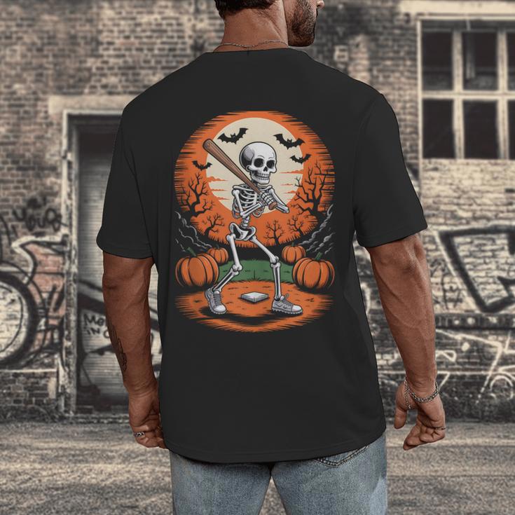 Halloween Skeleton Baseball Player Costume Men Boys Kids Men's Back Print T-Shirt