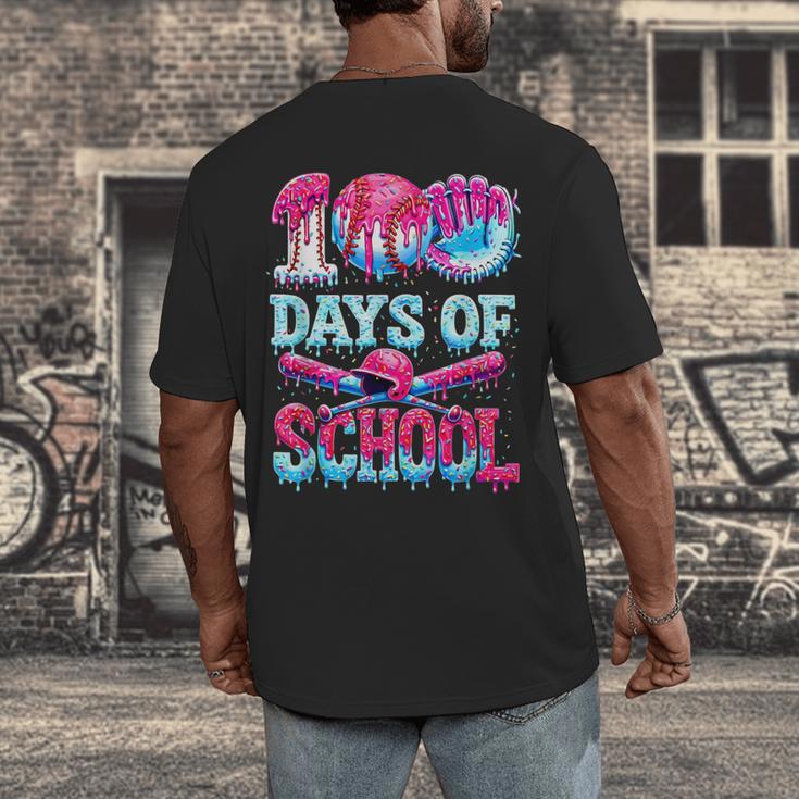 Happy 100 Days Of School Game Day Baseball Ice Cream Drip Men's Back Print T-Shirt Happy 100 Days Of School Game Day Baseball Ice Cream Drip Men's Back Print T-Shirt