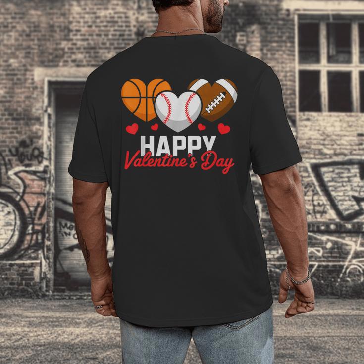 Happy Valentine’s Day Basketball Football Baseball Hearts Men's Back Print T-Shirt Happy Valentine’s Day Basketball Football Baseball Hearts Men's Back Print T-Shirt
