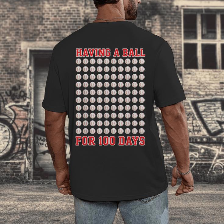 Having A Ball For 100 Days Of School 100th Baseball Men's Back Print T-Shirt