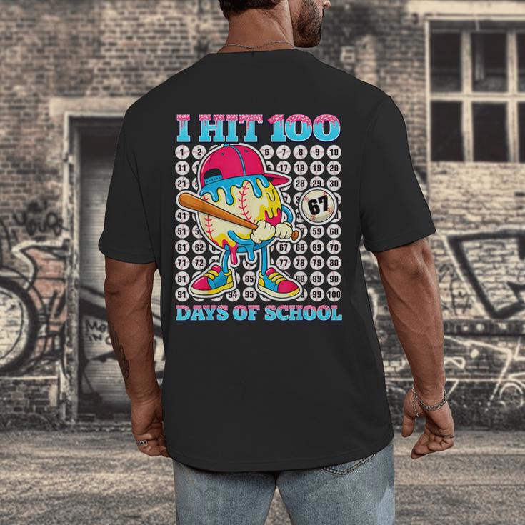 I Hit 100 Days Of School 67 Drip Baseball Boys Kids Men's Back Print T-Shirt I Hit 100 Days Of School 67 Drip Baseball Boys Kids Men's Back Print T-Shirt