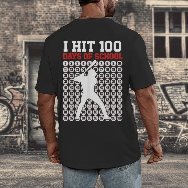 I Hit 100 Days Of School Baseball 100 Day Of School Men's Back Print T-Shirt I Hit 100 Days Of School Baseball 100 Day Of School Men's Back Print T-Shirt