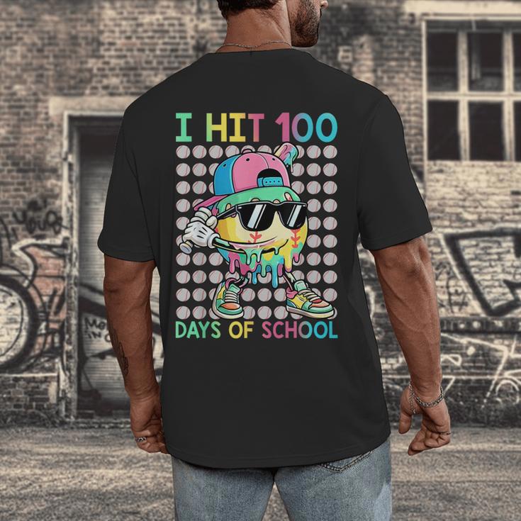 I Hit 100 Days Of School Baseball Drip 100th Day Of School Men's Back Print T-Shirt I Hit 100 Days Of School Baseball Drip 100th Day Of School Men's Back Print T-Shirt