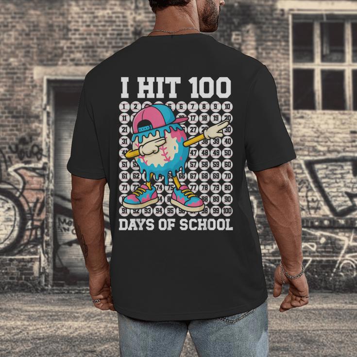 I Hit 100 Days Of School Baseball Ice Cream Drip Boys Girls Men's Back Print T-Shirt I Hit 100 Days Of School Baseball Ice Cream Drip Boys Girls Men's Back Print T-Shirt
