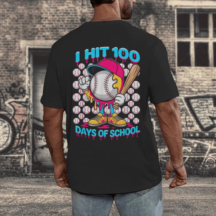 I Hit 100 Days Of School Baseball Ice Cream Drip Men's Back Print T-Shirt I Hit 100 Days Of School Baseball Ice Cream Drip Men's Back Print T-Shirt