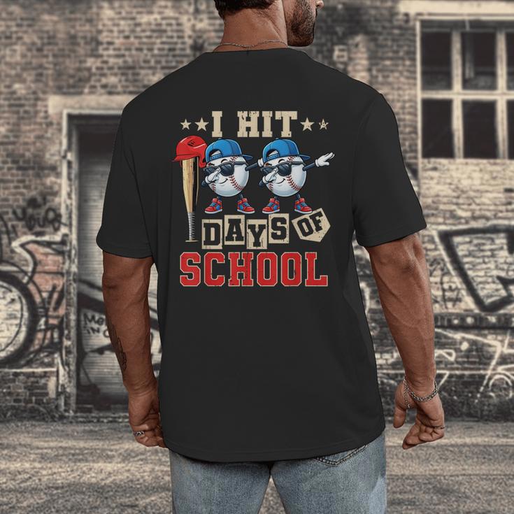I Hit 100 Days Of School Baseball Kids Boy Teacher 100th Day Men's Back Print T-Shirt I Hit 100 Days Of School Baseball Kids Boy Teacher 100th Day Men's Back Print T-Shirt