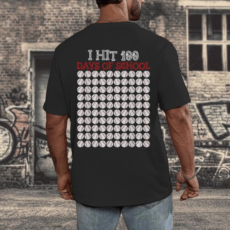 I Hit 100 Days Of School Baseball Lover Teacher Student Men's Back Print T-Shirt I Hit 100 Days Of School Baseball Lover Teacher Student Men's Back Print T-Shirt