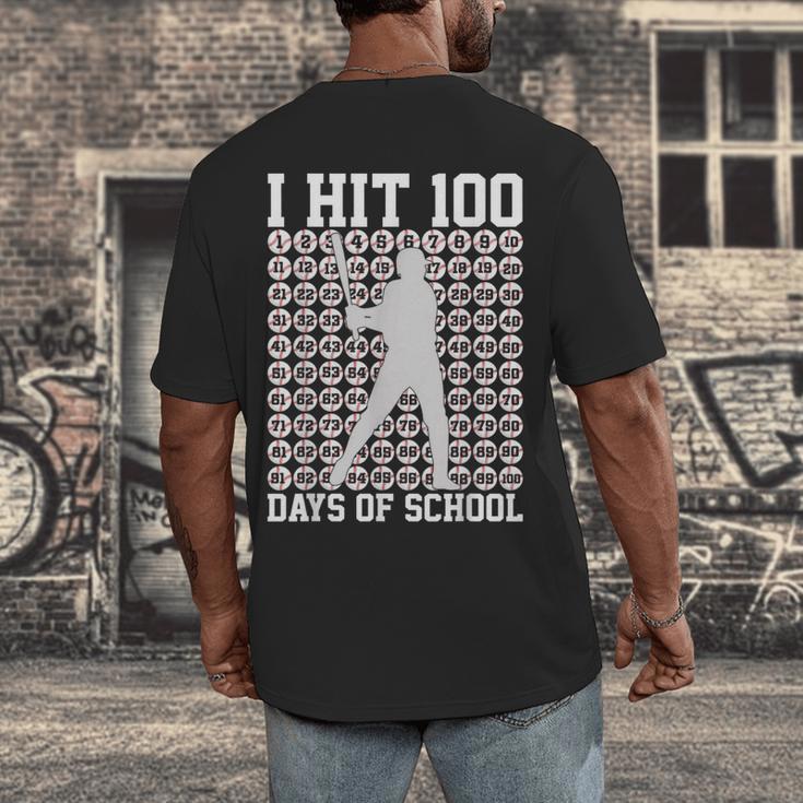 I Hit 100 Days Of School Boys Kids 100th Day Balls Baseball Men's Back Print T-Shirt