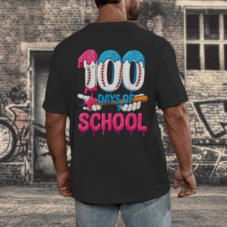 HUGvyn 100 Days Of School Baseball Ice Cream Teacher Student Men's Back Print T-Shirt