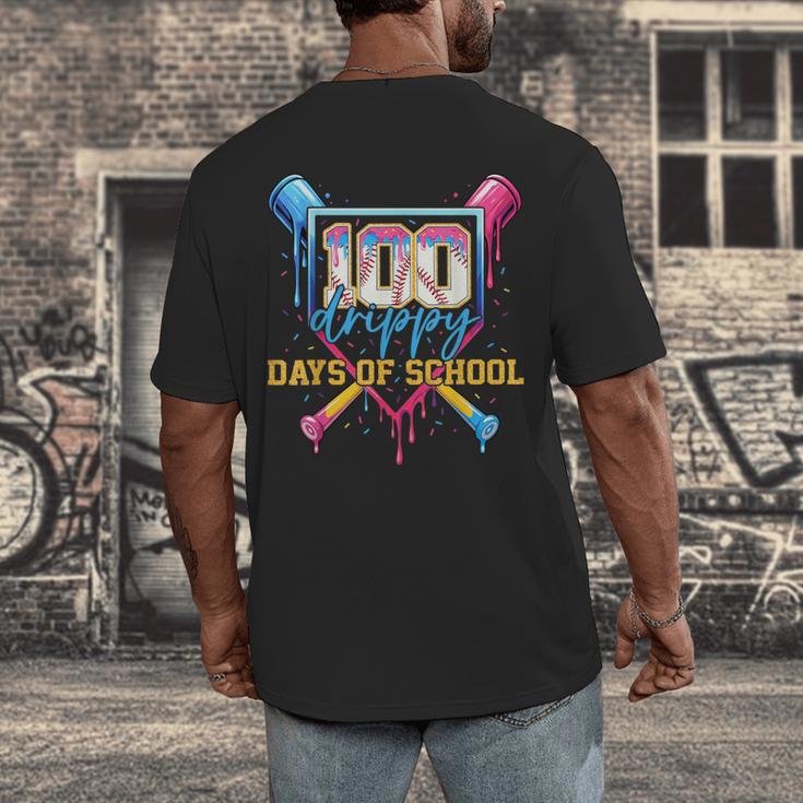 HUGvyn 100 Drippy Days Of School Baseball Ice Cream 100 Days Men's Back Print T-Shirt HUGvyn 100 Drippy Days Of School Baseball Ice Cream 100 Days Men's Back Print T-Shirt