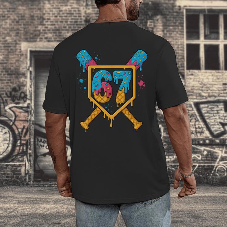HUGvyn 67 Baseball Ice Cream Drip Six Seven Genz Alpha Slang Men's Back Print T-Shirt HUGvyn 67 Baseball Ice Cream Drip Six Seven Genz Alpha Slang Men's Back Print T-Shirt