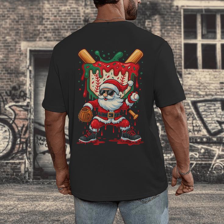 HUGvyn Santa Playing Baseball Ice Cream Drip Christmas Boys Men's Back Print T-Shirt HUGvyn Santa Playing Baseball Ice Cream Drip Christmas Boys Men's Back Print T-Shirt