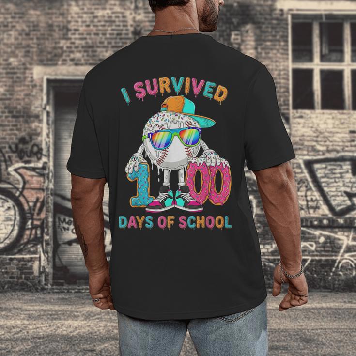 HUGvyn I Survived 100 Days Of School Baseball 6 7 Ice Cream Men's Back Print T-Shirt