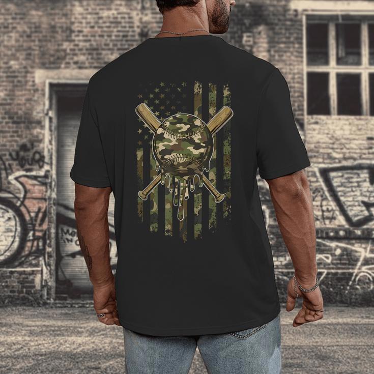 Ice Cream Baseball Drip For Boys Camo USA Flag Camouflage Men's Back Print T-Shirt Ice Cream Baseball Drip For Boys Camo USA Flag Camouflage Men's Back Print T-Shirt