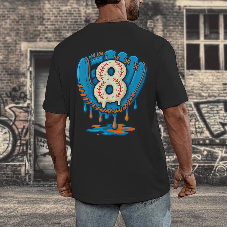 Ice Cream Baseball Glove 8th Birthday Edition Men's Back Print T-Shirt Ice Cream Baseball Glove 8th Birthday Edition Men's Back Print T-Shirt