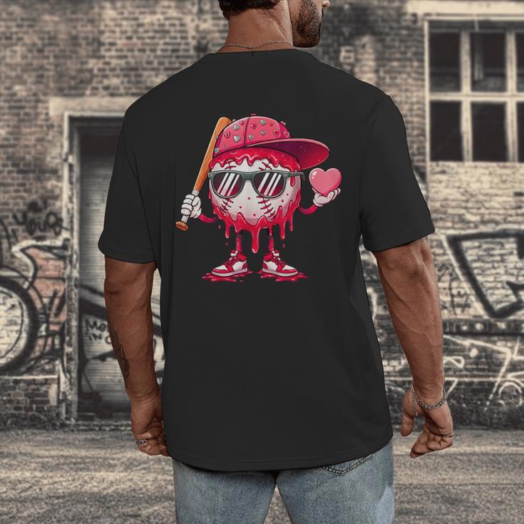 Ice Cream Drip Baseball Valentine's Day Spots Baseball Drip Men's Back Print T-Shirt