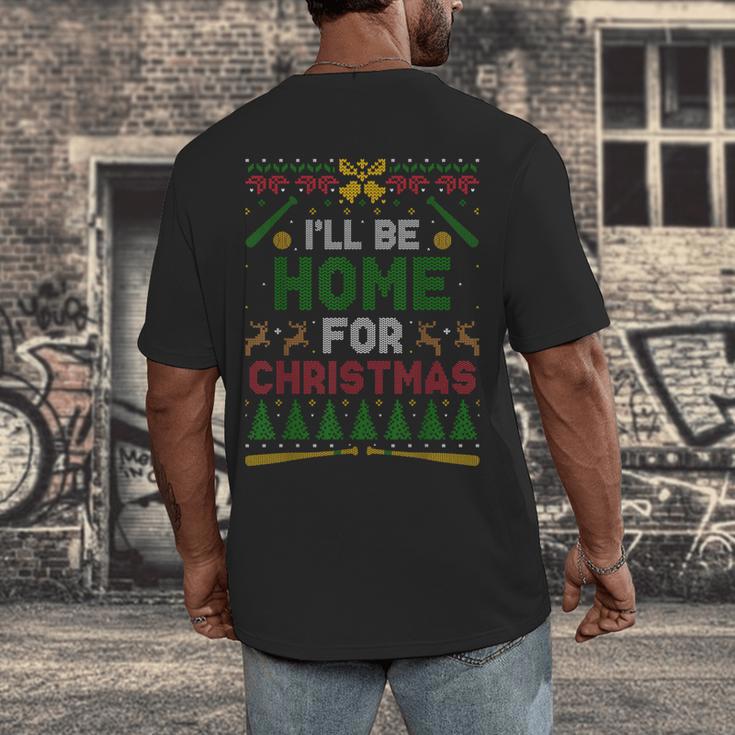 I’Ll Be Home For Christmas Baseball Ugly Sweater Men's Back Print T-Shirt