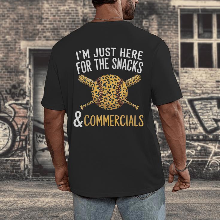 I'm Just Here For The Snacks And Commercials Baseball Men's Back Print T-Shirt I'm Just Here For The Snacks And Commercials Baseball Men's Back Print T-Shirt