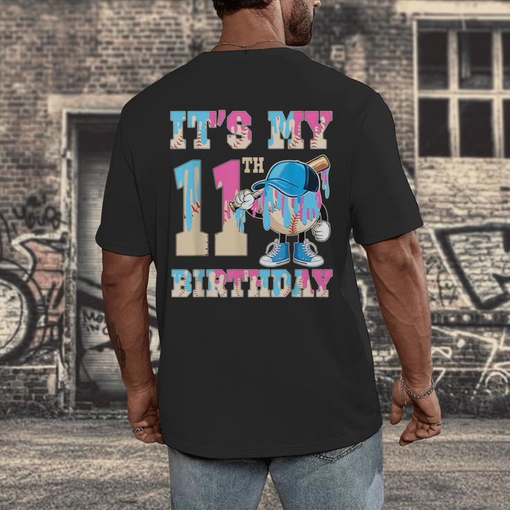 It's My 11th Birthday Baseball Ice Cream Drip Theme Men's Back Print T-Shirt It's My 11th Birthday Baseball Ice Cream Drip Theme Men's Back Print T-Shirt