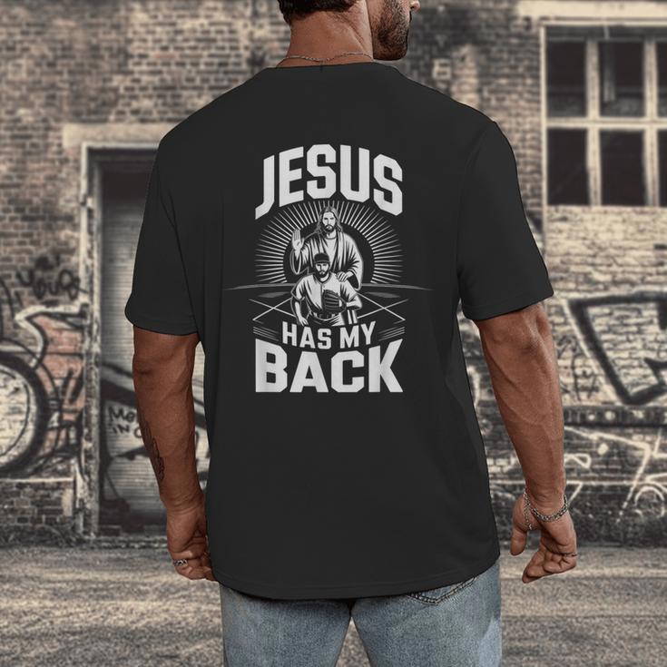 Jesus Has My Back Baseball Faith Motivation Tee Christian Men's Back Print T-Shirt Jesus Has My Back Baseball Faith Motivation Tee Christian Men's Back Print T-Shirt