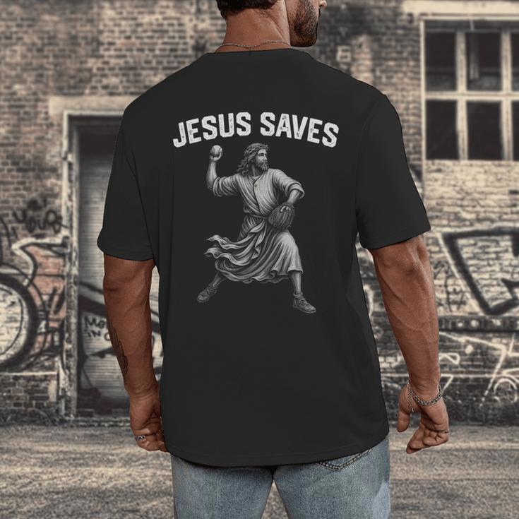Jesus Saves Shirt Religious Christian Faith Baseball Men's Back Print T-Shirt