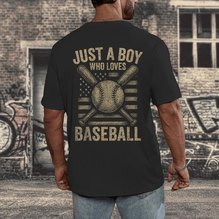 Just a Boy Who Loves Baseball Men's Back Print T-Shirt