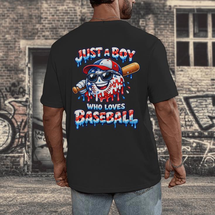 Just A Boy Who Loves Baseball Patriotic Drip For Youth Boys Men's Back Print T-Shirt Just A Boy Who Loves Baseball Patriotic Drip For Youth Boys Men's Back Print T-Shirt