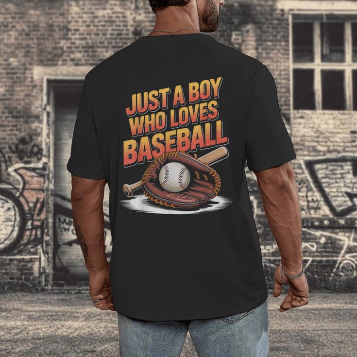 Just A Boy Who Loves Baseball Player Kids Men's Back Print T-Shirt Just A Boy Who Loves Baseball Player Kids Men's Back Print T-Shirt