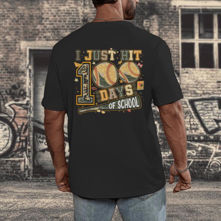 I Just Hit 100 Days Of School Camo Baseball Boy Kids Teacher Men's Back Print T-Shirt I Just Hit 100 Days Of School Camo Baseball Boy Kids Teacher Men's Back Print T-Shirt