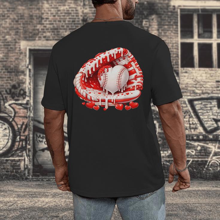 Kid Drip Ice Cream Baseball Heart Catcher Valentines Day Boy Men's Back Print T-Shirt