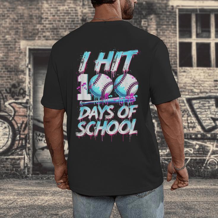 Kids 100 Days Of School 100th Day Baseball Ice Cream Drip Men's Back Print T-Shirt Kids 100 Days Of School 100th Day Baseball Ice Cream Drip Men's Back Print T-Shirt