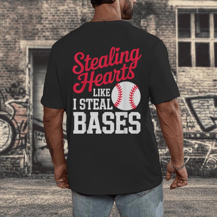 Kids Stealing Hearts Cute Baseball Boys Men's Back Print T-Shirt
