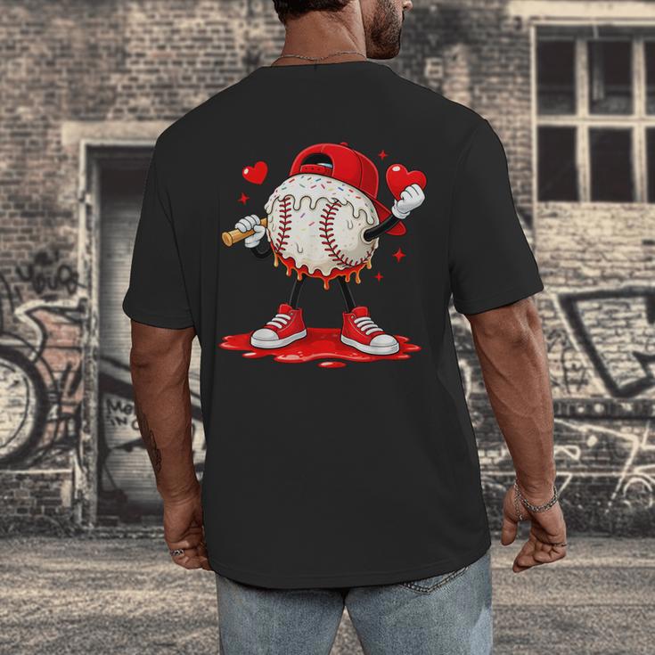 Kids Valentine Baseball Boys Valentines Day Tee Men's Back Print T-Shirt