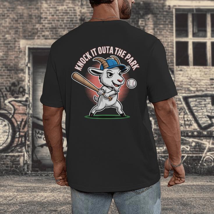 Knock It Outa The Park Baseball Goat Home Run Men's Back Print T-Shirt Knock It Outa The Park Baseball Goat Home Run Men's Back Print T-Shirt