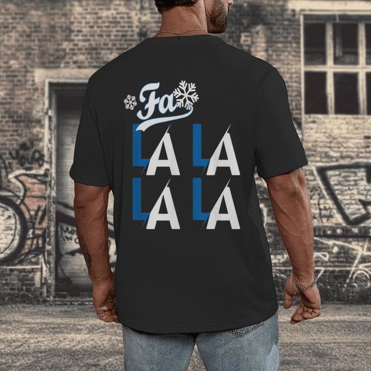 LA Baseball Fan Christmas FA La La Holiday Blue Theme Men's Back Print T-Shirt LA Baseball Fan Christmas FA La La Holiday Blue Theme Men's Back Print T-Shirt