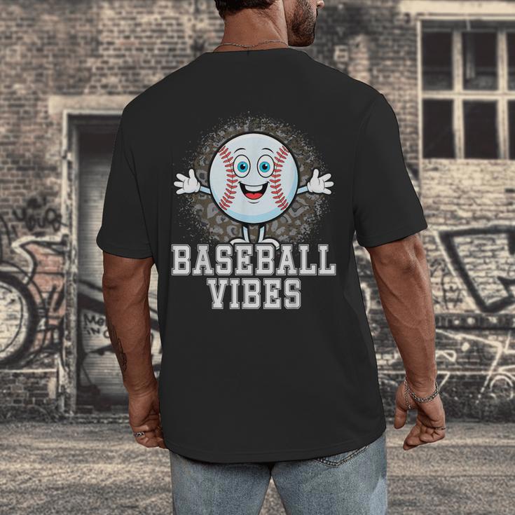 Leopard Baseball Vibes Game Day Softball Life Mom Men's Back Print T-Shirt Leopard Baseball Vibes Game Day Softball Life Mom Men's Back Print T-Shirt