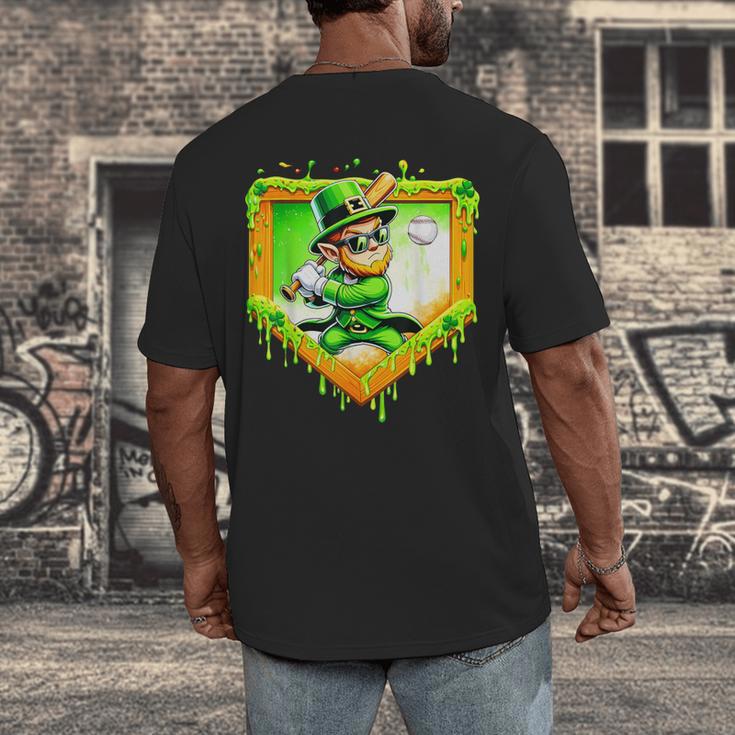 Leprechaun Baseball St Patricks Day Ice Cream Drip Men Boys Men's Back Print T-Shirt