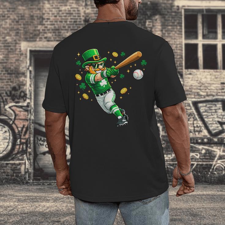 Leprechaun Play Baseball St Patrick's Day Men Kid Boys Men's Back Print T-Shirt Leprechaun Play Baseball St Patrick's Day Men Kid Boys Men's Back Print T-Shirt