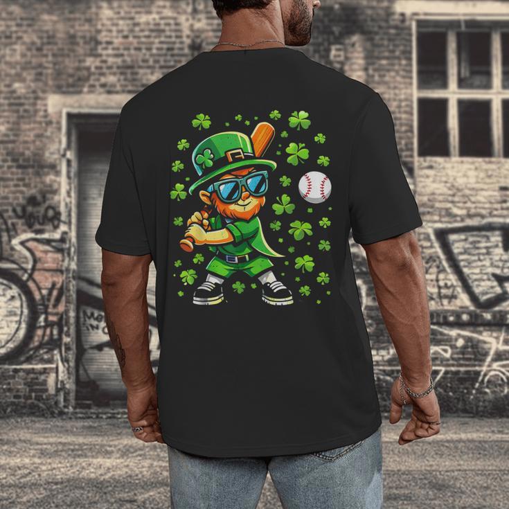 Leprechaun Playing Baseball Happy St Patricks Day Men Boys Men's Back Print T-Shirt Leprechaun Playing Baseball Happy St Patricks Day Men Boys Men's Back Print T-Shirt
