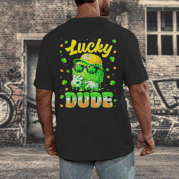 Lucky Dude Drip Baseball Shamrock St Patrick Men Boy Youth Men's Back Print T-Shirt