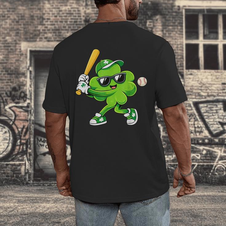 Lucky Shamrock Playing Baseball St Patrick's Kids Boys Men's Back Print T-Shirt