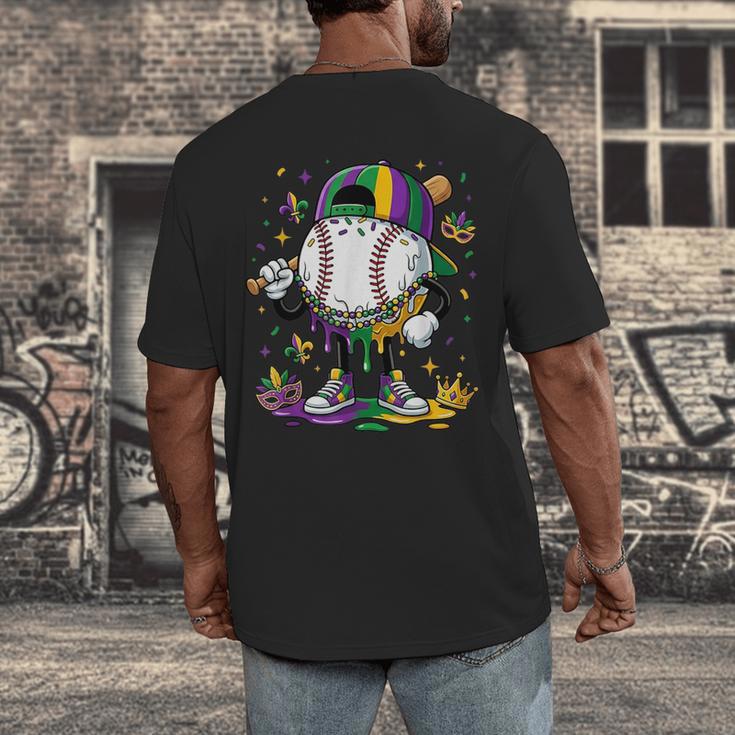 Mardi Gras Ice Cream Drip Baseball Carnival Party Mask Boys Men's Back Print T-Shirt Mardi Gras Ice Cream Drip Baseball Carnival Party Mask Boys Men's Back Print T-Shirt