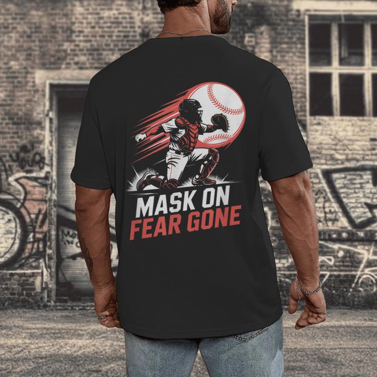 Mask On Fear Gone Baseball Catcher Softball Men's Back Print T-Shirt