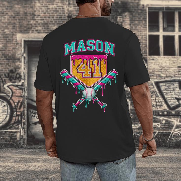 Mason 41 Meme Ice Cream Drip Baseball Birthday Costume Men's Back Print T-Shirt Mason 41 Meme Ice Cream Drip Baseball Birthday Costume Men's Back Print T-Shirt