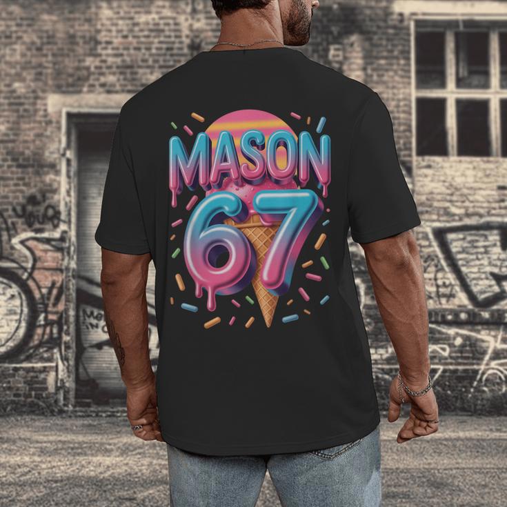 Mason 67 Meme Ice Cream Baseball Drip Men's Back Print T-Shirt Mason 67 Meme Ice Cream Baseball Drip Men's Back Print T-Shirt