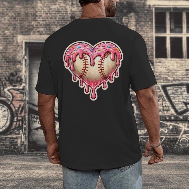 Melting Baseball Drip Heart Softball Player Lover Ice Cream Men's Back Print T-Shirt Melting Baseball Drip Heart Softball Player Lover Ice Cream Men's Back Print T-Shirt