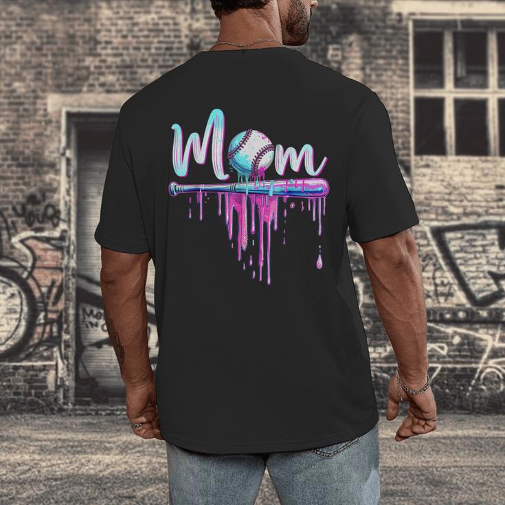 Mom Baseball Ice Cream Drip Birthday Boy Family Men's Back Print T-Shirt Mom Baseball Ice Cream Drip Birthday Boy Family Men's Back Print T-Shirt