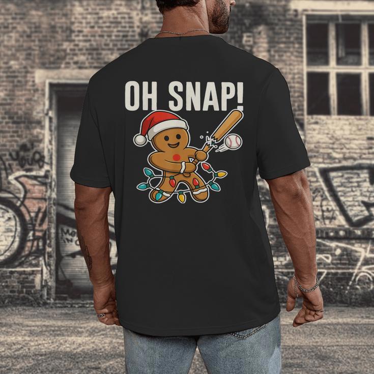 Oh Snap Gingerbreadman Christmas Baseball Humor Men's Back Print T-Shirt