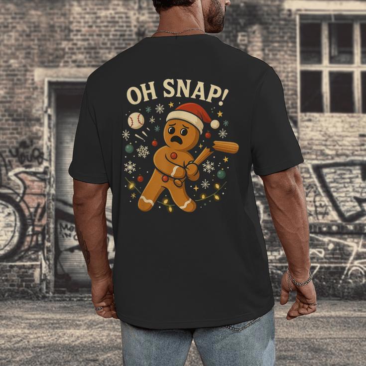 Oh Snap Gingerbreadman Christmas Baseball Men's Back Print T-Shirt